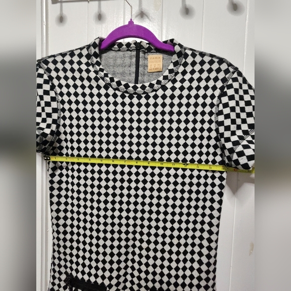 Zara Black And White Checkered Mini Dress Size M - Picture 5 of 9